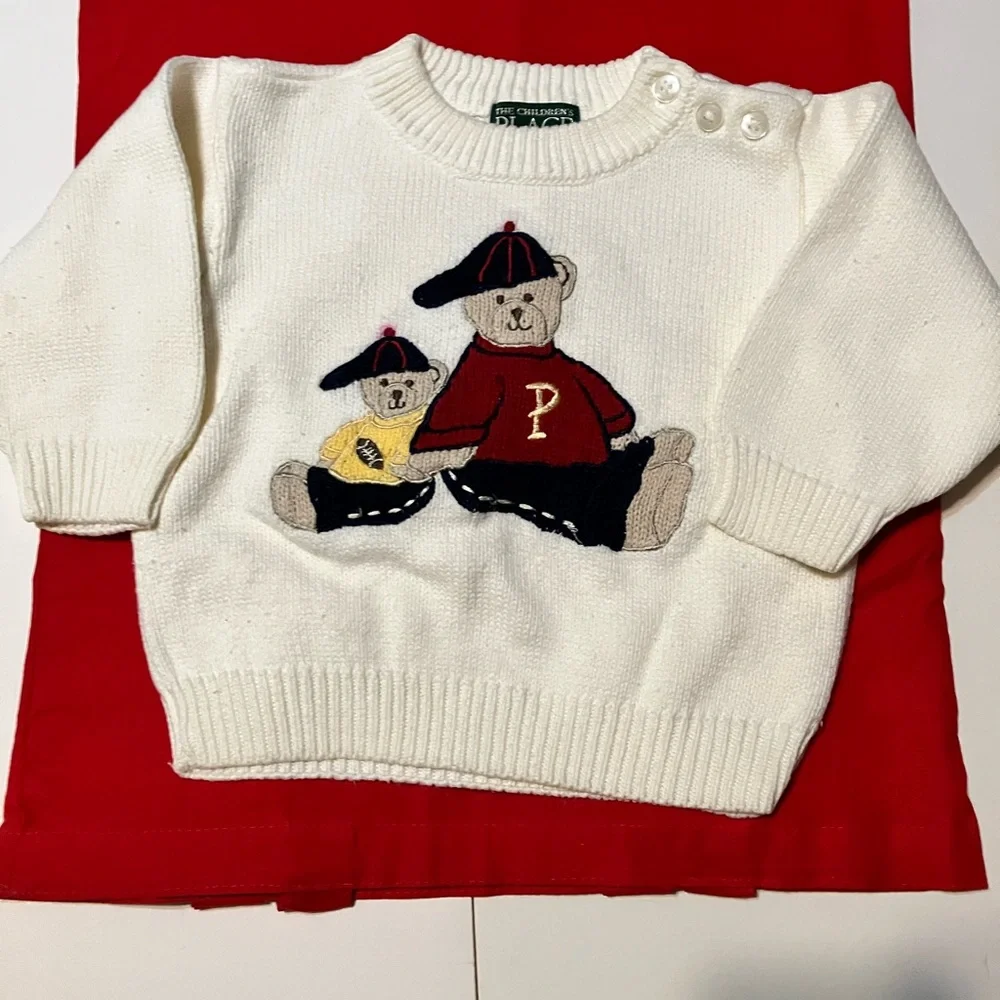 TheChildren’s Place Ivory Sweater with Bear Motif